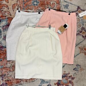 Vintage Radcliffe Womens Linen Blend Pencil Skirt Bundle 3 Pack Sz 16